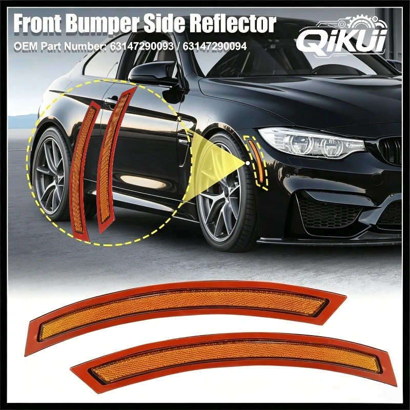 

QIKUI 63147290093 63147290094 Front Bumper Reflector Side Marker for BMW F15 F85 X5 M Replace Reflector Yellow Durable Material