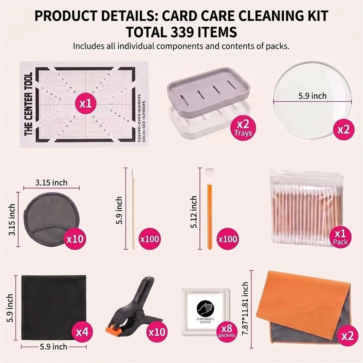 339Pcs Professional Trading Card Care Cleaning Kit - Complete Sports Card Repair & Flattening Tool Set for Collectors