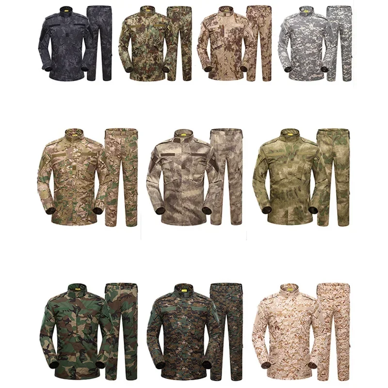 Tactical Shirt Pants Set Combat BDU Uniform Camo Kryptek Multicam Camouflage Suit Outdoor Work Training Hunting Airsoft Gear view 2