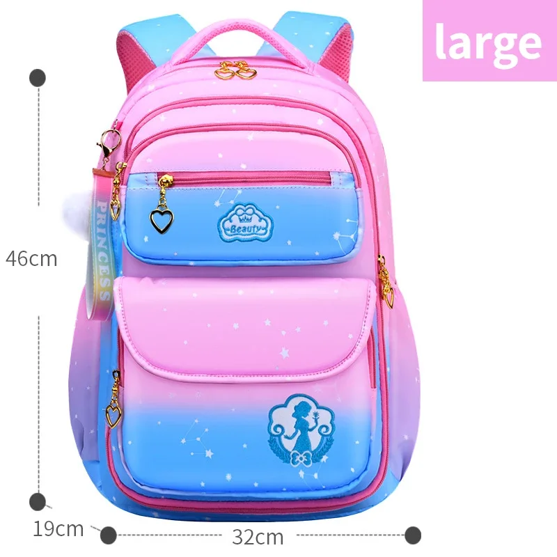 Grundschule Schult asche Farbverlauf Regenbogen Farbe Kinder rucksack leichter wasserdichter Rucksack für Mädchen 6-12 Jahre alt