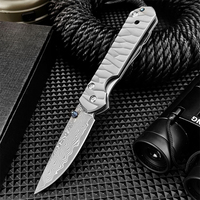 Safety Utility Damascus Steel Folding Pocket Knife High Quality Titanium Alloy Handle Outdoor Hunting Knives Tactical Tool