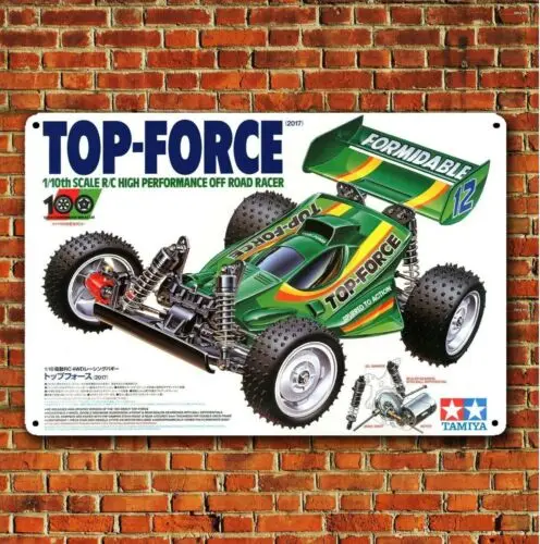 Metal Poster Rc Car Wall Deco Tin Sign Plaque Tamiya Top Force Boxart