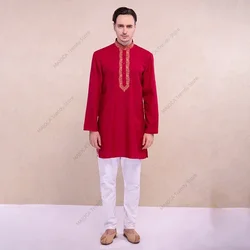 Indian Dress for Men Kurtas Shirt Traditional Style Kurti Hindu Clothes Cotton Kurtha Indian Clothing Men Costume