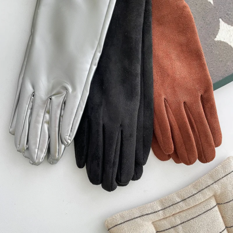 قفازات طويلة مطرزة بعزل الشتاء والدفء، قفازات شاشة تعمل باللمس، قفازات راقية للرجال والنساء #4