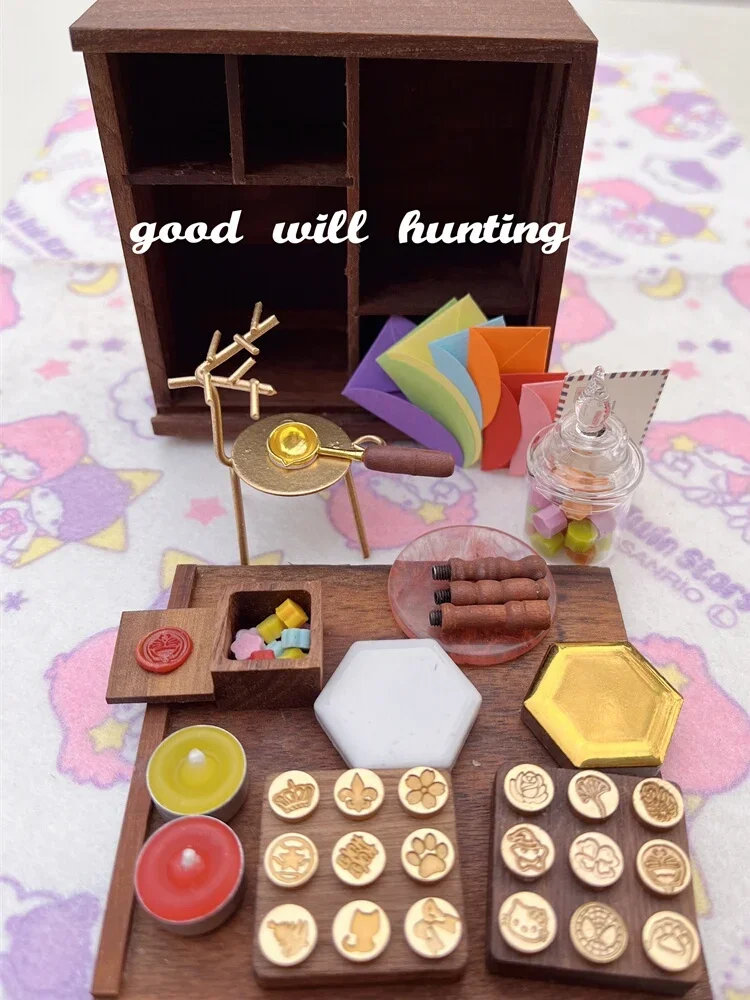 Dollhouse Miniature fire paint Seal Mini Wax granule Mini account seal wax envelope Mini Hand Book Seal Wax Dollhouse Decoration