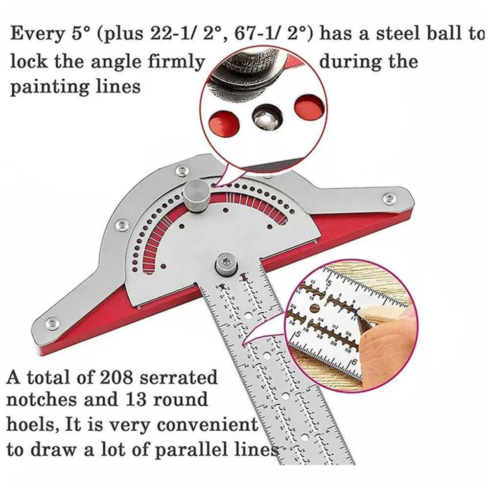 Woodworkers Edge Ruler Cm Inch Protractor Woodworking Ruler Angle Measure Stainless Steel Carpentry Layout Carpenter Tools