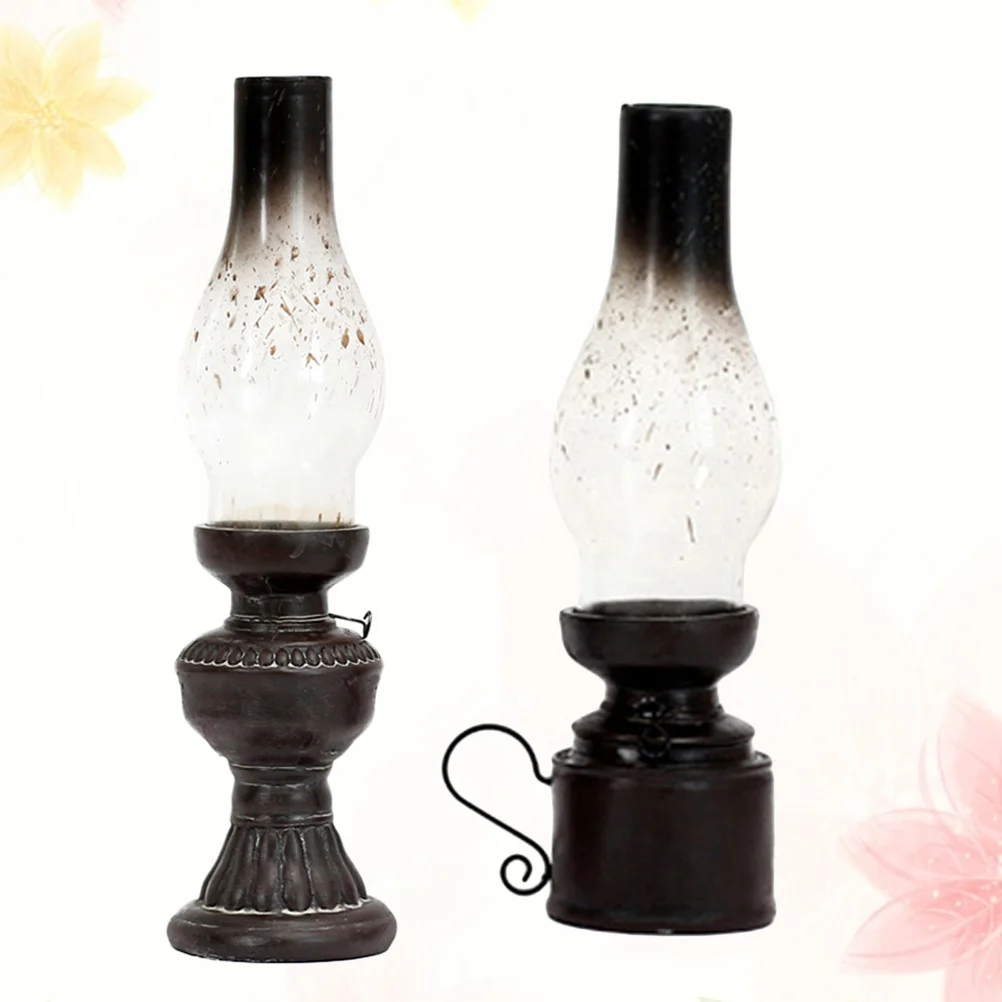 2 قطعة حامل مصباح الزيت خمر الراتنج الحرف ديكور المنزل ريفي فانوس مجموعة نمط الديكور لغرفة المعيشة الزفاف