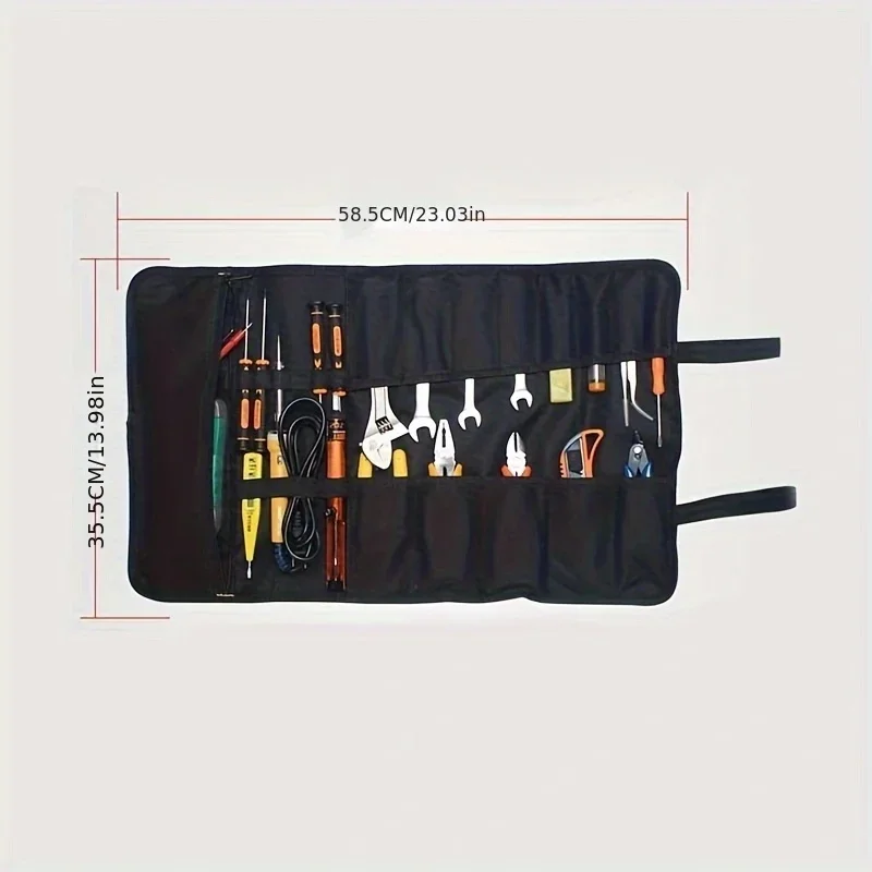 Roll Tool Bag Large Size Wrench Roll Up Portable Pouch Bag 22 Pockets Kit Multi-functional Spanner Tool Organizer Folding Pouch