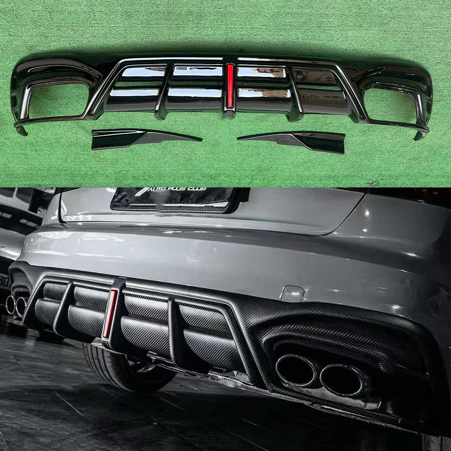 Für Audi A4L A4 S4 B10 2020+ Glänzend schwarzer Heckstoßstangendiffusor aus Kohlefaser, Heckspoiler, glänzend schwarze Hecklippe