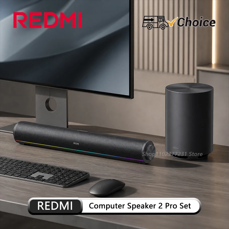 Original Mijia REDMI Computer Speaker 2 Pro Set Four-Unit Two-Channel Stereo RGB Ambient Light Bluetooth 5.0 Built-in Microphone