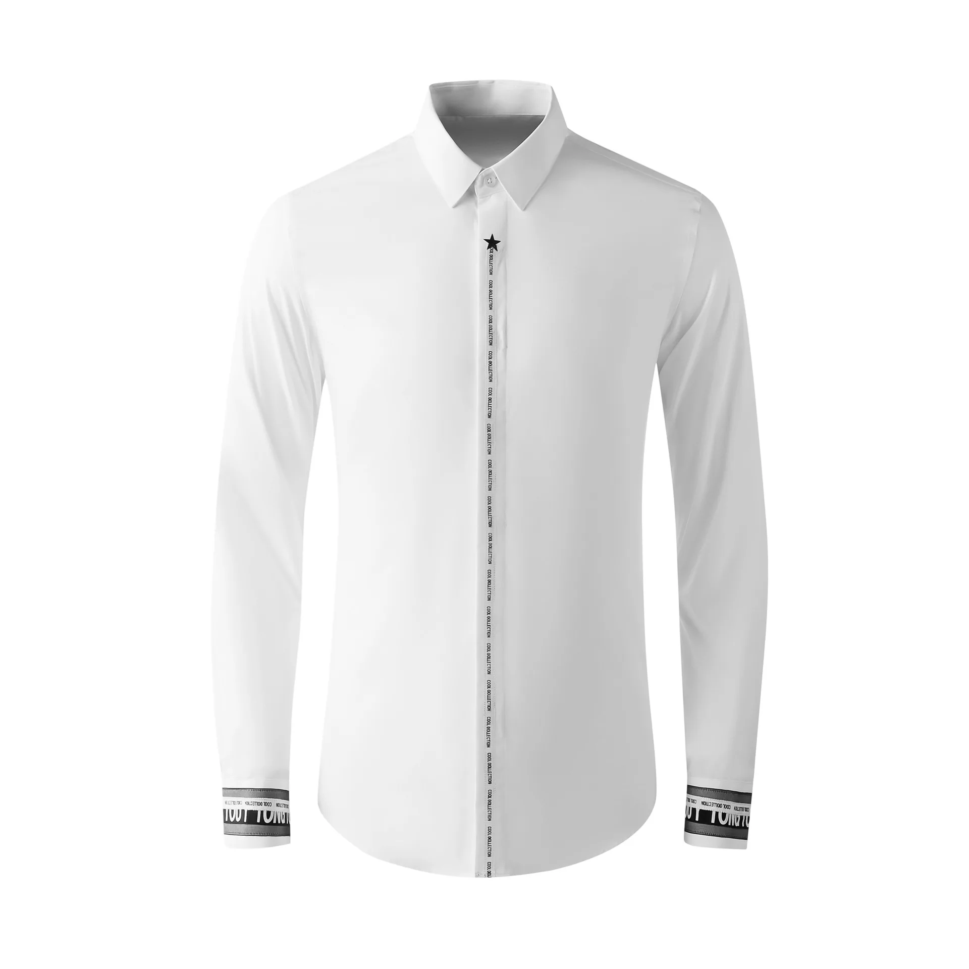 2024 men's long sleeved placket letter five-star decorative fashion top shirt shirts for men