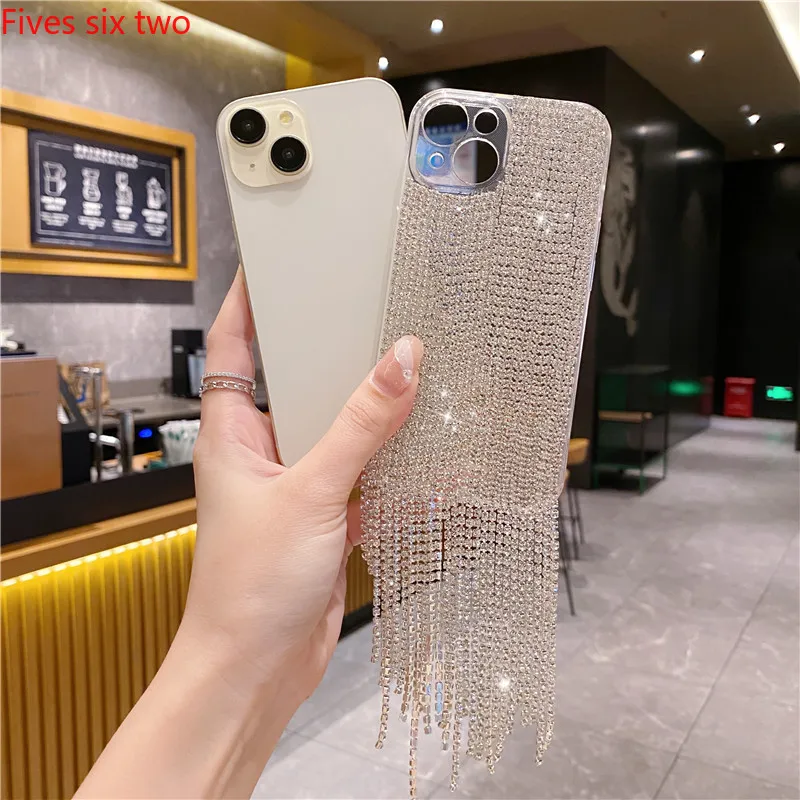 Luxury Korean Glitter Rhinestone Tassels Shiny Case For OPPO A18 A17K A16K A15 A57 A95 A94 A74 A54 A60 A98 A79 A78 A58 A38 Cover