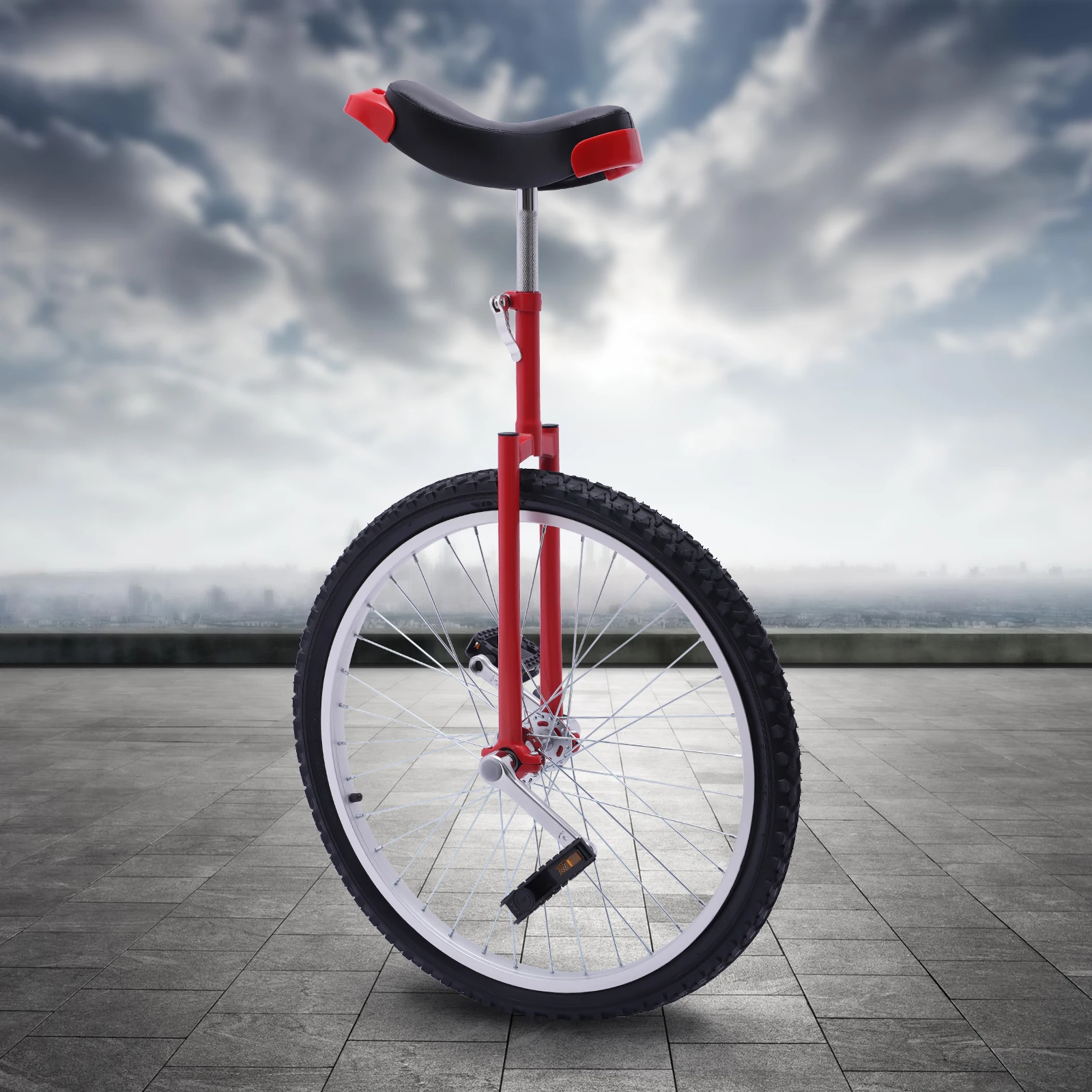 

24" Unicycle One Wheel Bike Leakproof Tire Wheel Cycling Height Adjustable for Kids Adults Beginner Outdoor Sports SelfBalancing