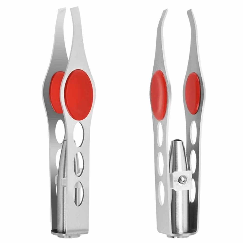

Stainless Steel LED Eyebrow Tweezers Angle Mouth with Light Eyebrow Tweezer Oblique Tip Slanted False Eyelashes Curler Women