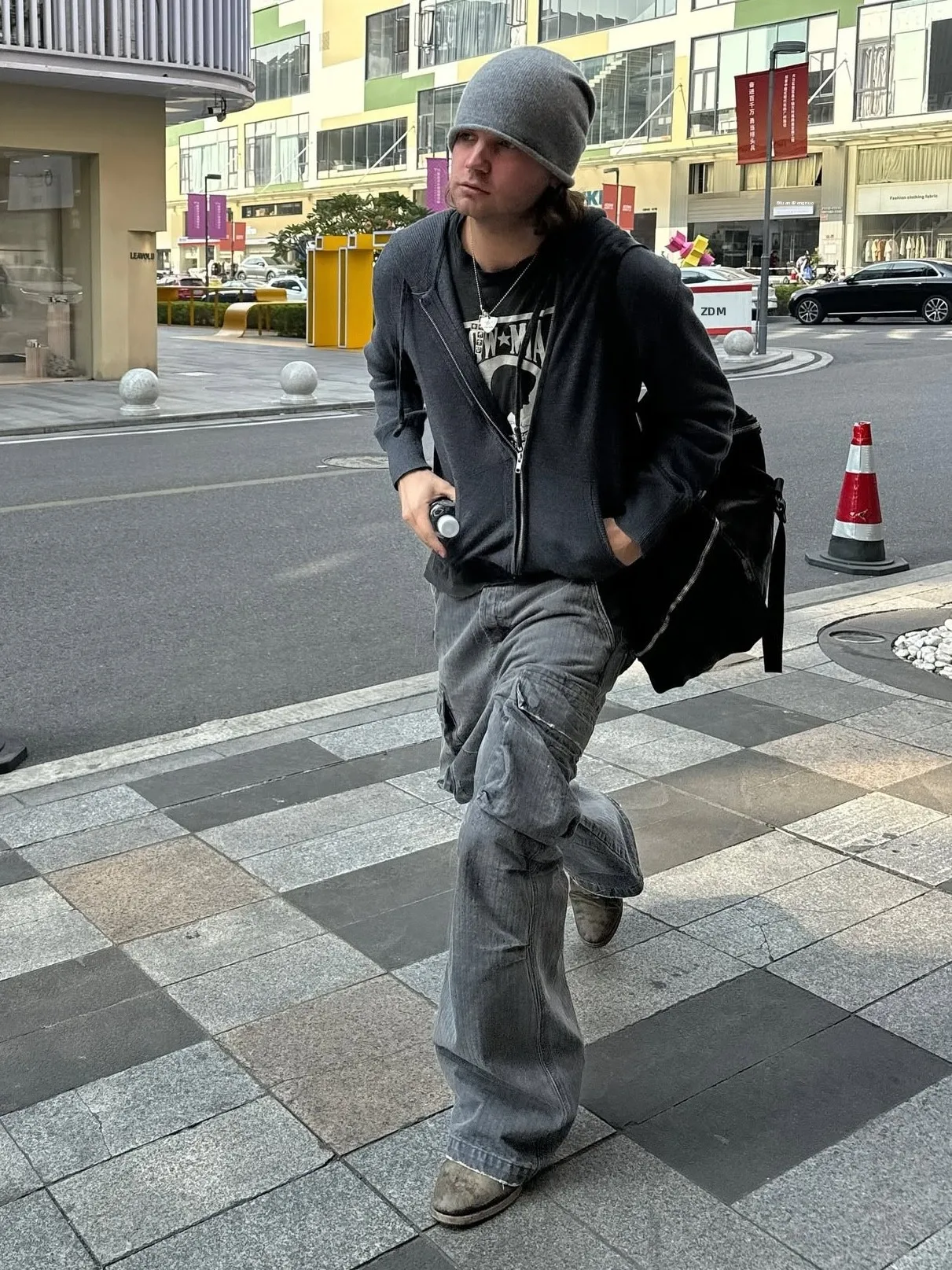 

No Faith Studios ey Frayed Hem ket Cargo Workwear Pants Wide Leg Long Trousers Casual Loose Fit Cotton Jeans for Youth