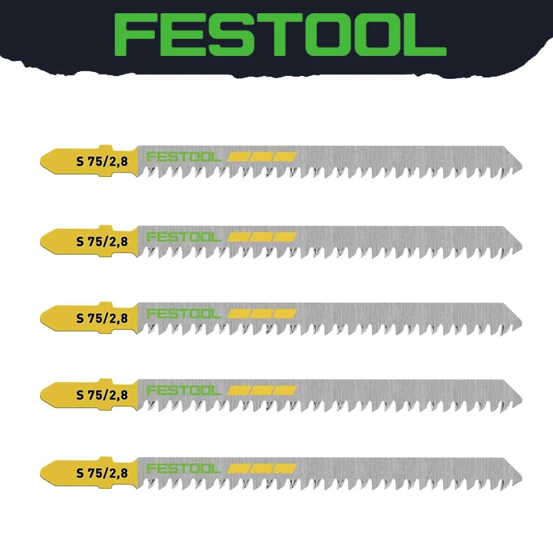 FESTOOL 204260 Jigsaw Blade HCS Tool Steel Wood Cutting Highly Precise Cuts Curved Saw Blade Tool Accessory 5-PCS