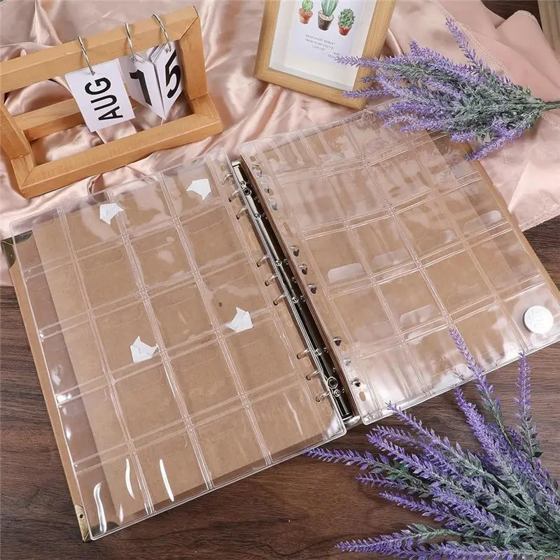 Clear PVC Coin Binder Inserts Sleeves(4 Sheets), 20 Pocket Coin Collection Pages With 9 Hole Collecting Binder Protectors