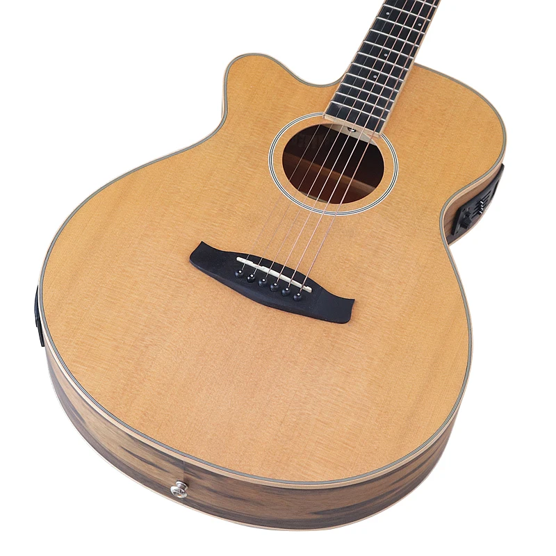 Left Hand 6 String Electric Acoustic Guitar 40 Inch Cutaway Design Good Handicraft Folk Guitar Spruce Wood Top