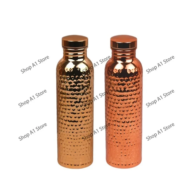 Handmade Pure Copper Water Bottle, Vessel for Yoga Outdoor Sports, Traditional Metal Canteen
