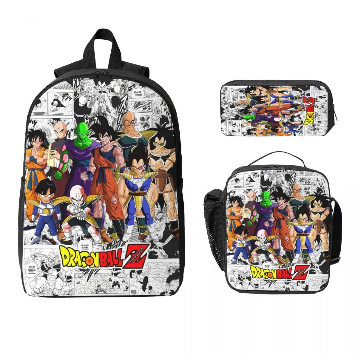 3Pcs DragonBallZ Accessories Backpack Set for Girls Boys Pen Bags Bookbag Sets with Lunch Box For School Students Daypack