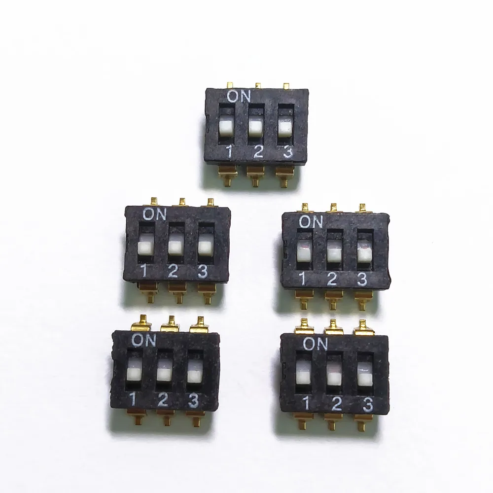 5Pcs/Lot 2.54mm 3Pin ON/OFF Patch Dial Micro Switchs DIP SMD Gilded Foot Drop Shipping