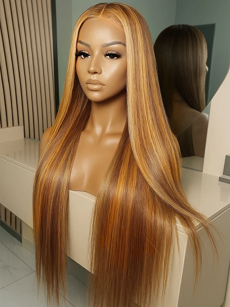 

Highlight Ombre13x4 Lace Front Wig Human Hair 4/27 Body Wave Honey Blonde Pre Plucked With Baby Hair HD Lace Front Wigs 180%
