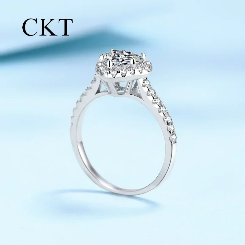 

18K White Gold Luxury Pt950 Platinum Heart Love 1 Carat Moissanite Diamond Rings for Women Sparkling Wedding Fine Jewelry Gift
