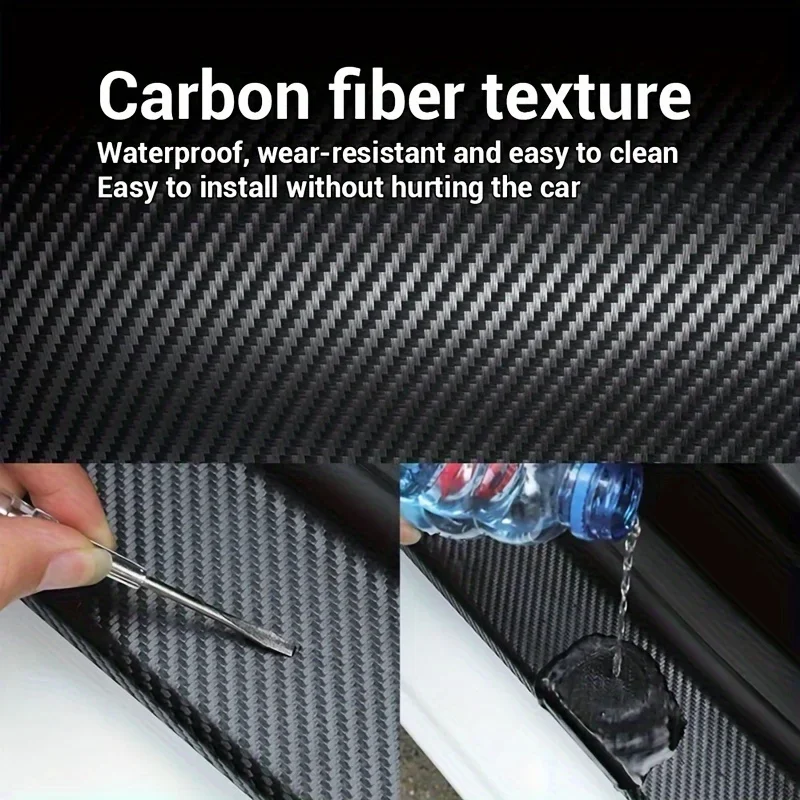 3D Nano Carbon Fiber Car Sticker DIY Film Paste Protection Strip Auto Door Sill Side Mirror Anti Scratch Tape Bumper Protector image 3