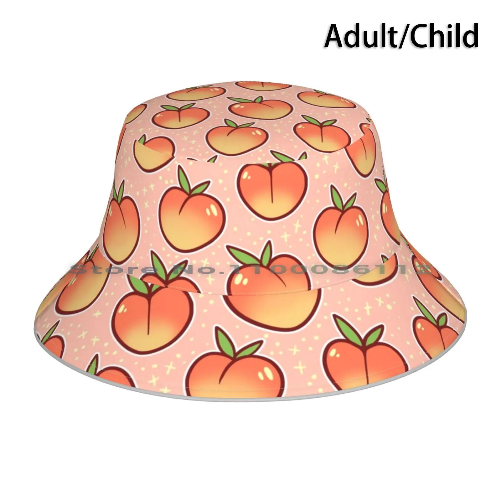 Pretty Peaches-Pink Bucket Hat Sun Cap Peaches Fruit Pink Orange Yellow Soft Aesthetic Cute Kawaii Sparkle Summer Refreshing