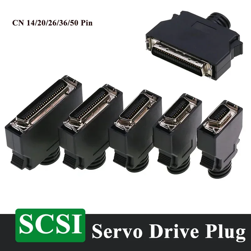 SCSI CN 14 20 26 36 50 Pin Servo Drive Connector Soldering Plug CN-Type Clip-on Male Head MDR Shrapnel Fixed SM-26Pin Terminal