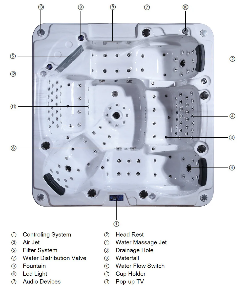 2025  240cm Outdoor Massage Spa Bathtub Whirlpool Pool Hot Tub With Big Massage Jets Model  For Apartment Use
