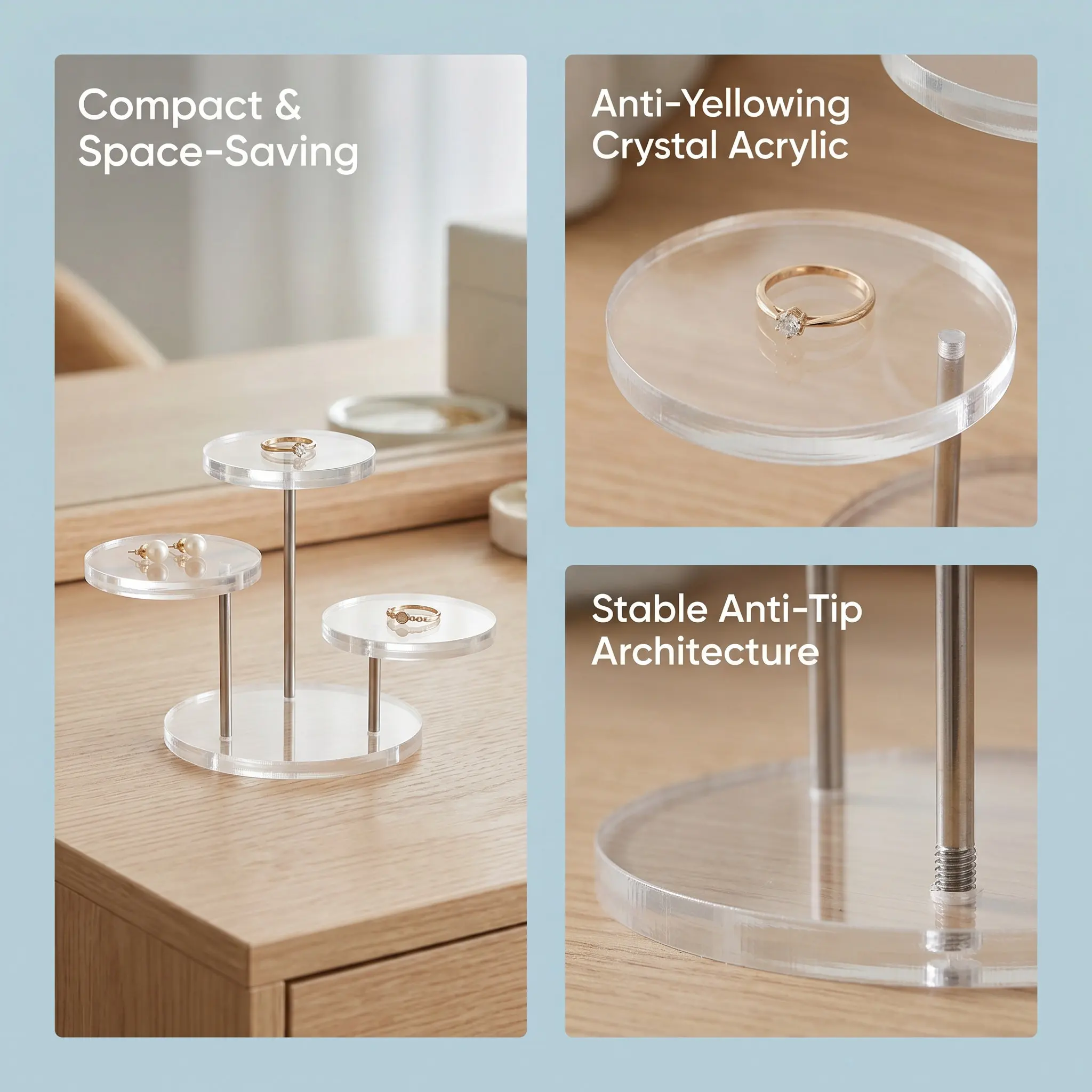 1Set Fashionable Circular Ring Display Stand Set Jewelry Display Rack Earring Bracelet Necklace Watch Stand for Showcase Counter