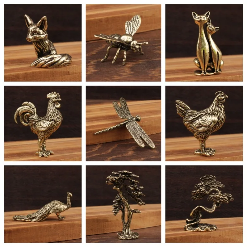 Statue de méditation vintage en laiton, sculptures d'animaux en cuivre, brûleur d'encens, décoration de bureau à domicile, figurines de thé