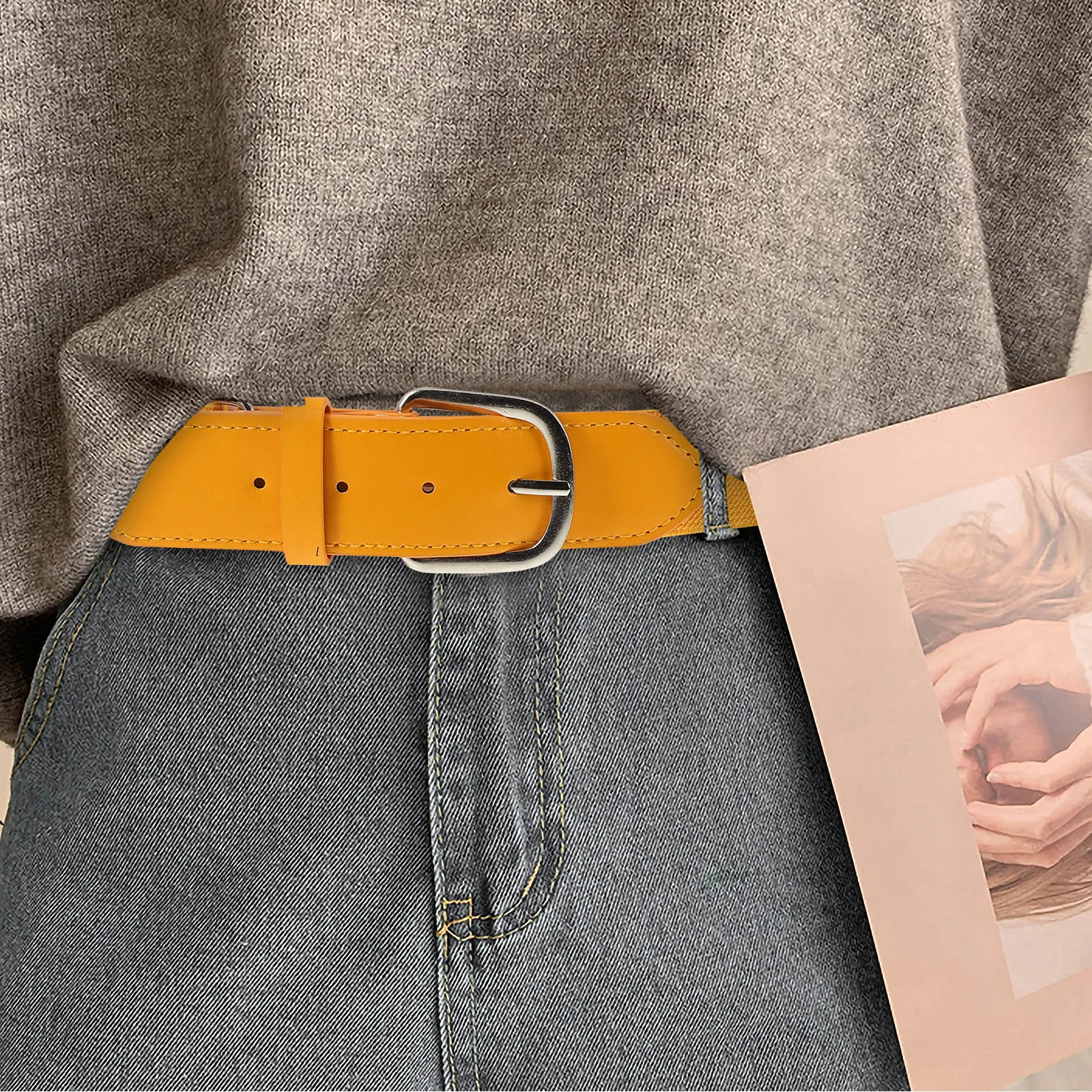 Youth Elastic Baseball Belt Boys Girls Adjustable Orange Softball Belt Silver Alloy Buckle Kids Sports Uniforms