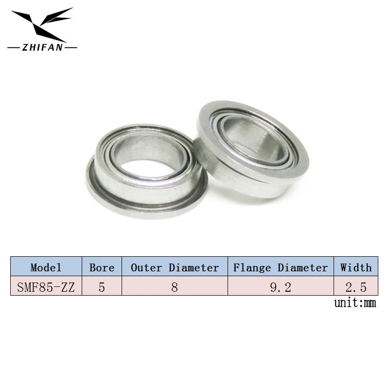 8Pcs SMF85ZZ Flange Ball Bearing 5x8x2.5 SMF85 ZZ Flanged Ball Bearing 5*8*2.5 LF850ZZ Stainless Steel Ball Bearing MF85ZZ