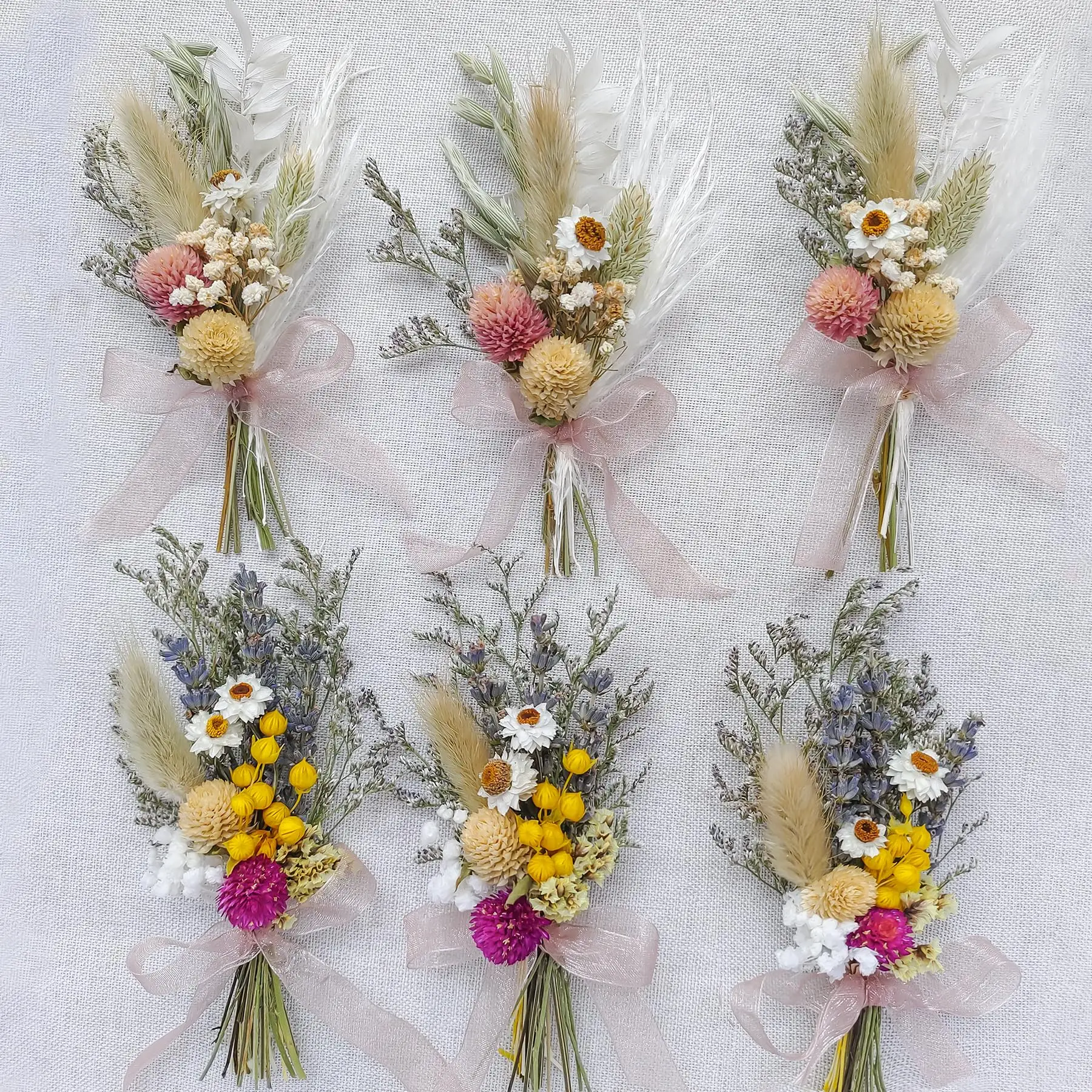 

6Pcs Mini Dried Flower Boho Small Bouquets,Bridal Flower Girl Proposal Gift Box,Birthday Cake Vase Decor,Wedding Accessories