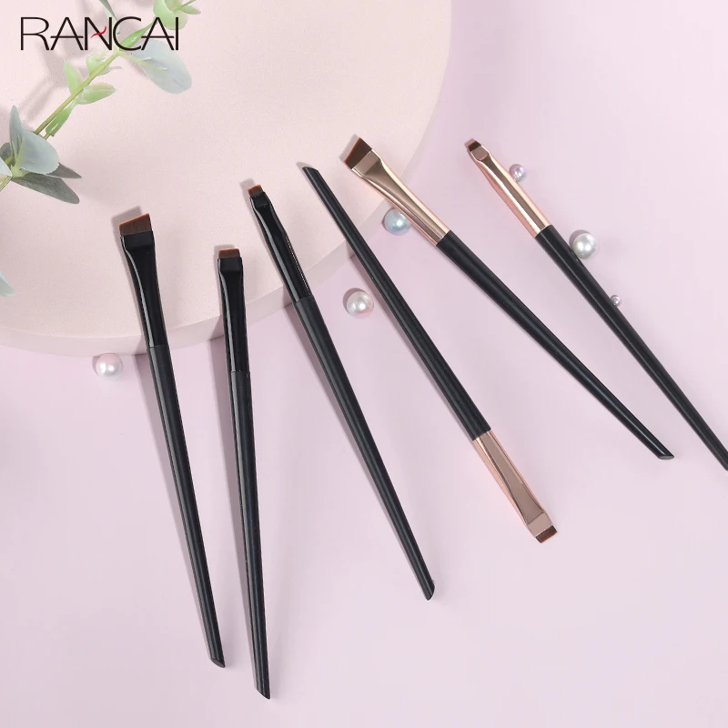 RANCAI 3Pcs Eye Makeup Brushes Flat Eyebrow Eyeliner Brush Professional Angled Eyes Brow Pincel Maquiagem Make Up Cosmetic Tools