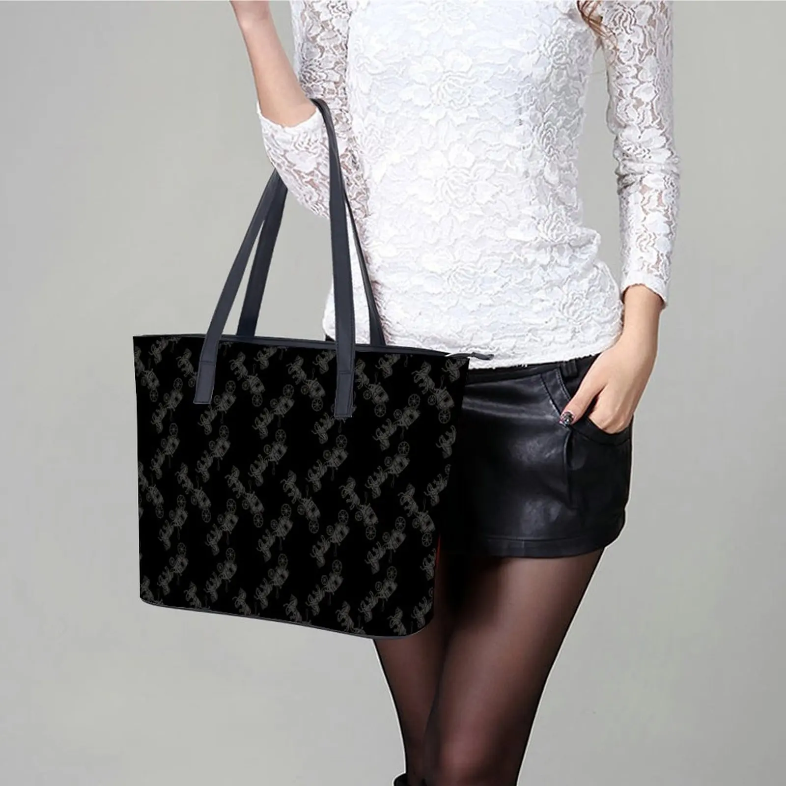 Horse Carriage Handbags Luxury Designer C-Coachs Aesthetic Shoulder Bag College PU Leather Tote Bag Lady Ziplock Print Hand Bags