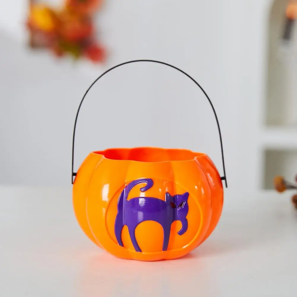 Halloween Pumpkin Bucket Light-up Candy Basket Halloween Light-up Pumpkin Bucket Black Cat Skull Candy Container Led Glowing