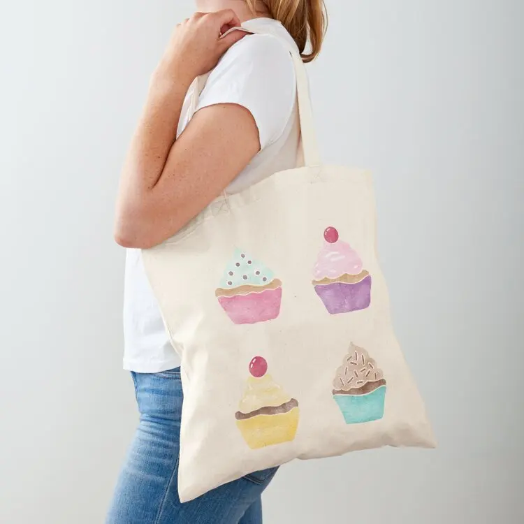 Watercolour Cupcakes Pattern Tote Bag