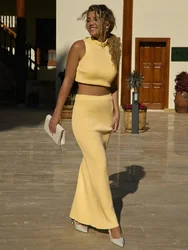 Tossy Elegant Knitwear 2 Piece-Set Long Dress Female Ribbed Sweater Pullover And Loose Patchwork Maxi Skirt Sets Ladies Outfits