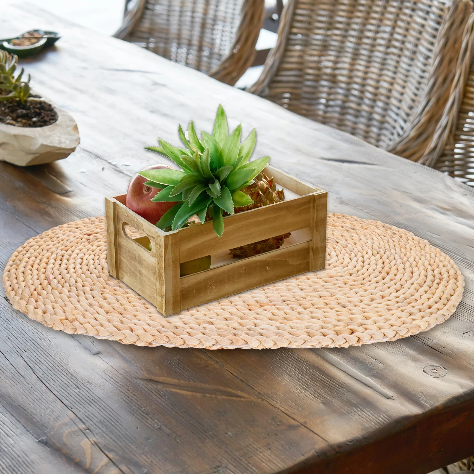 

Large Braided Woven Placemat Heat Resistant Oval Dining Table Cutlery Mat Rustic Straw Woven Decorative Placemat