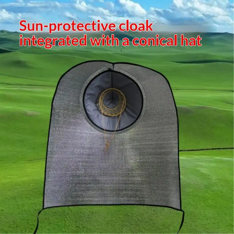 Atmungsaktiver konischer Sonnenhut, verstellbarer, übergroßer Fischerhut mit breiter Krempe, Arbeiterhut für Landwirte, Gartenarbeitshut, zum Wandern, Camping – Detail 4