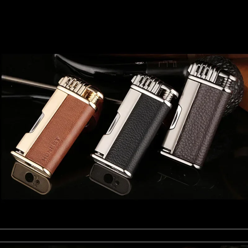 Butane Jet Lighter WIth Pipe Tool Pipe Rod Lighter Men Compact Butane Cigarette Accessories Cigar Lighter NO GAS Gadgets For Man