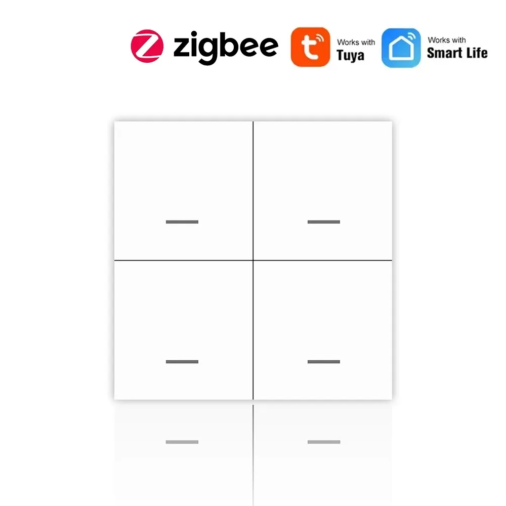 Zigbee 3.0 Wireless Smart Scene Switch Push Button 4 Gang 12 Modes Home Automation Scenario Controller Works With Tuya Devices