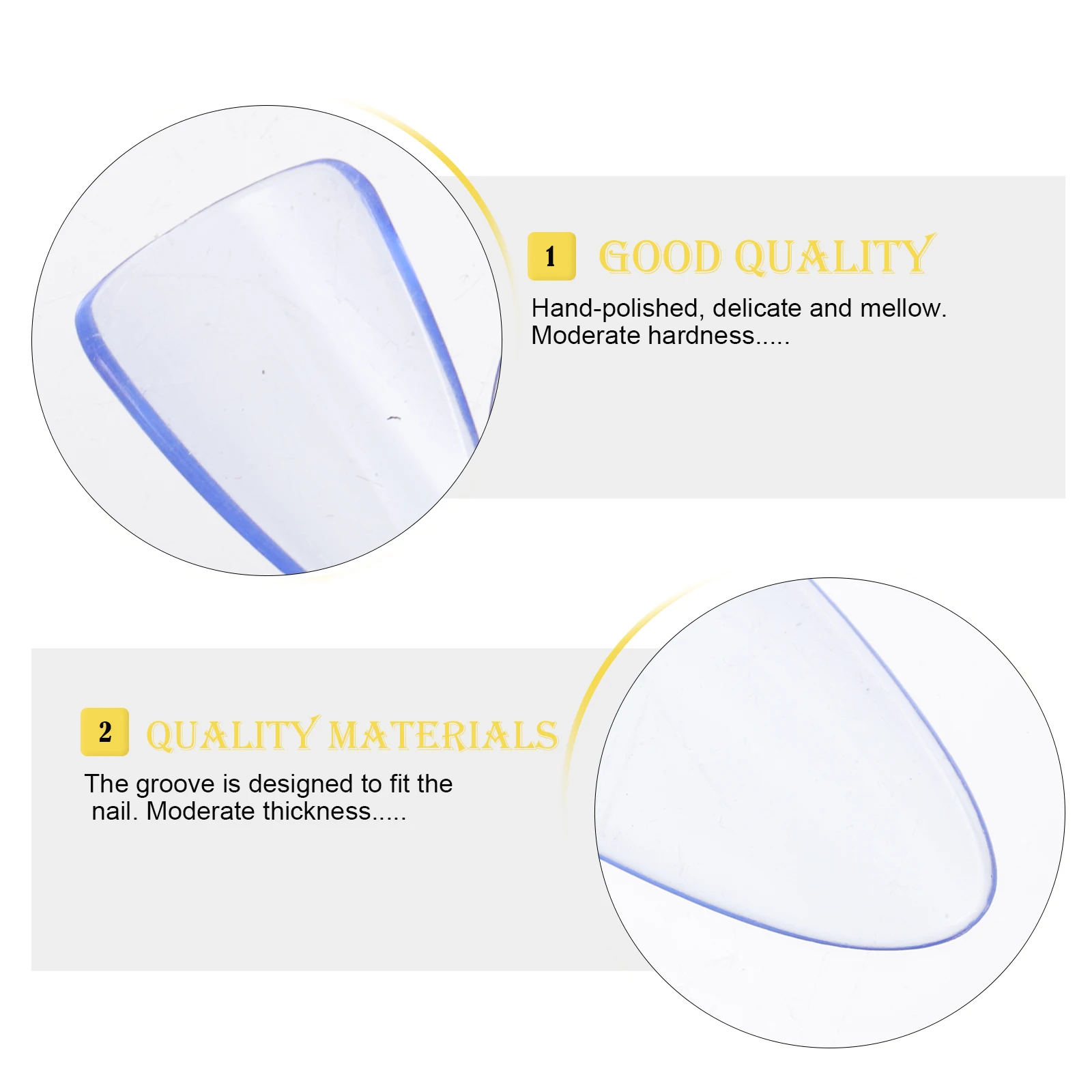 

5pcs Pipa Nails Premium PC Material Durable Fake Nails Smooth Edge Light Weight Finger Nail Protectors for Guzheng Lute Players