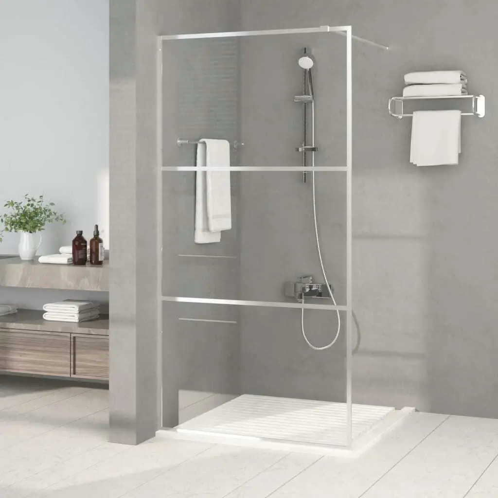 Mampara de ducha plateada 100x195 cm Vidrio ESG transparente Divisor de baño moderno impermeable