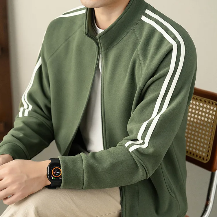 

Thiened Fce Warmth Jaet Stand Collar Men's Casual Sle Zipper Closure Long Sve ort Length Polyester Fiber