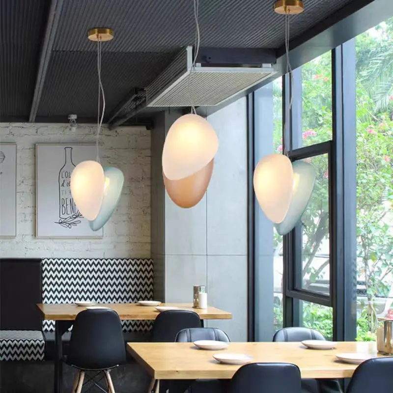 

Modern Glass Pendant Lamps Nordic Creative Cobblestone Art Decor Dining Room Hanging lamp LED Bedroom Bedside Luminaire