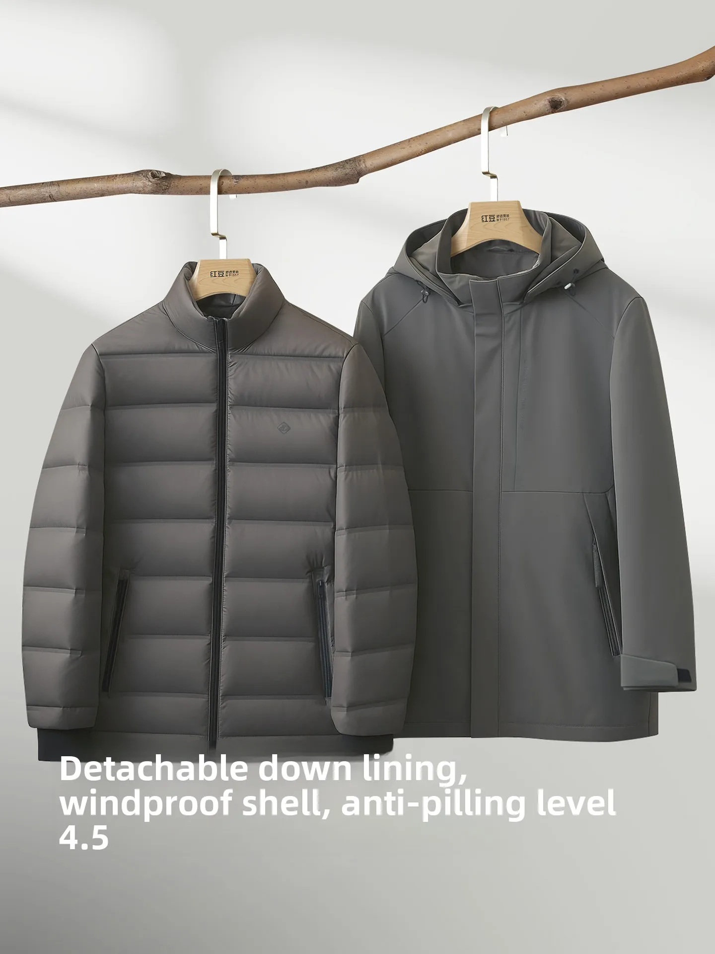 Three-in-One Men's down Jacket Casual Warm Detachable Urban Fashion Style Removable Hood Autumn Winter Outerwear Coat